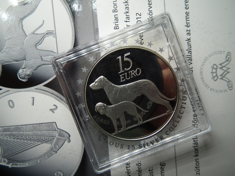 Írország ezüst 15 euró 2012 , euro , Ír farkaskutya 