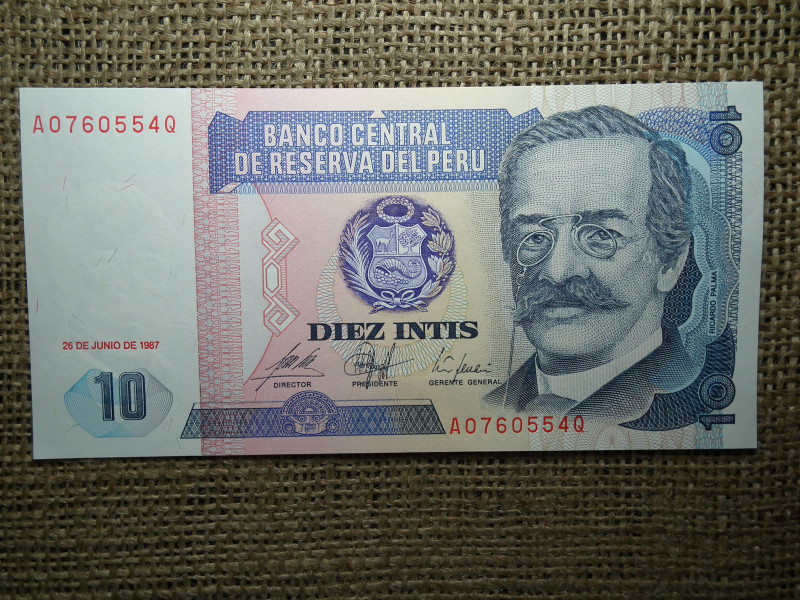 Peru 10 intis 1987 UNC A1