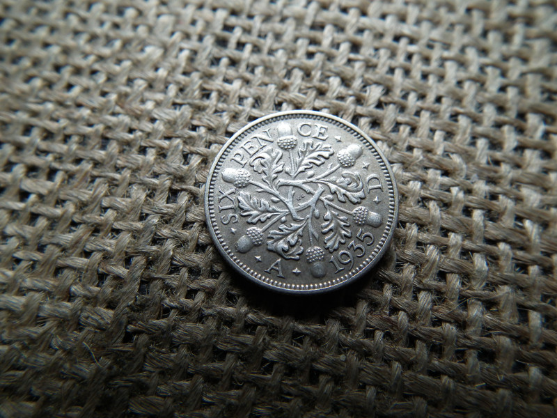 Egyesült Királyság , ezüst 6 pence 1935