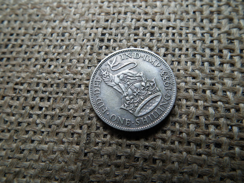 Egyesült Királyság , ezüst 1 shilling 1933