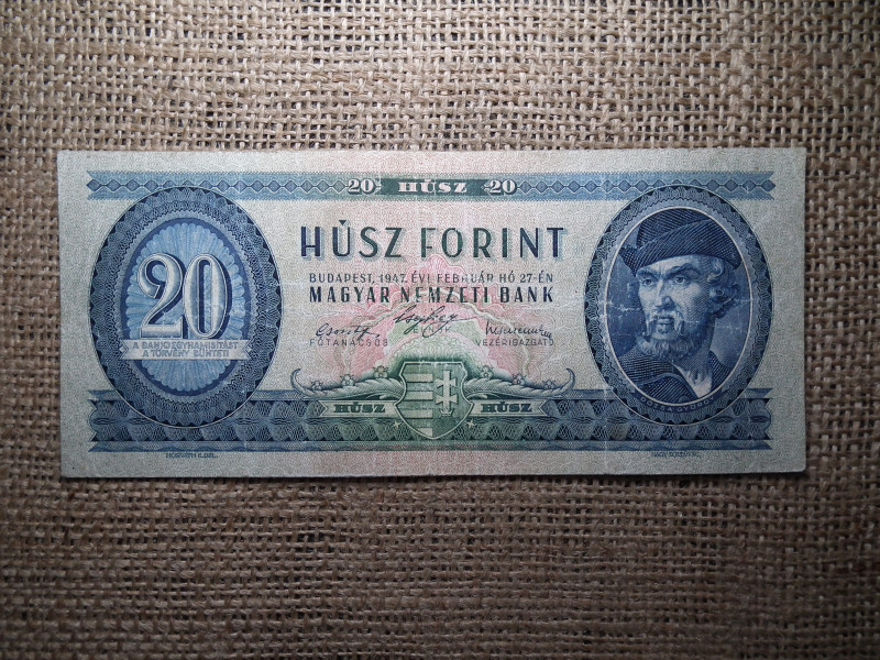20 forint 1947 , nagyon ritka , eredeti darab , nem restaurált