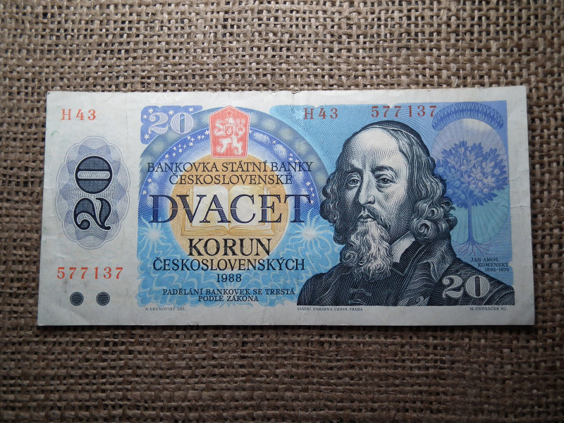 Csehszlovákia 20 korona 1988 , korun