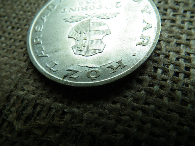 Ezüst 20 forint 1948 , Táncsics , ritka verdehibás , lapkahibás , hibás !