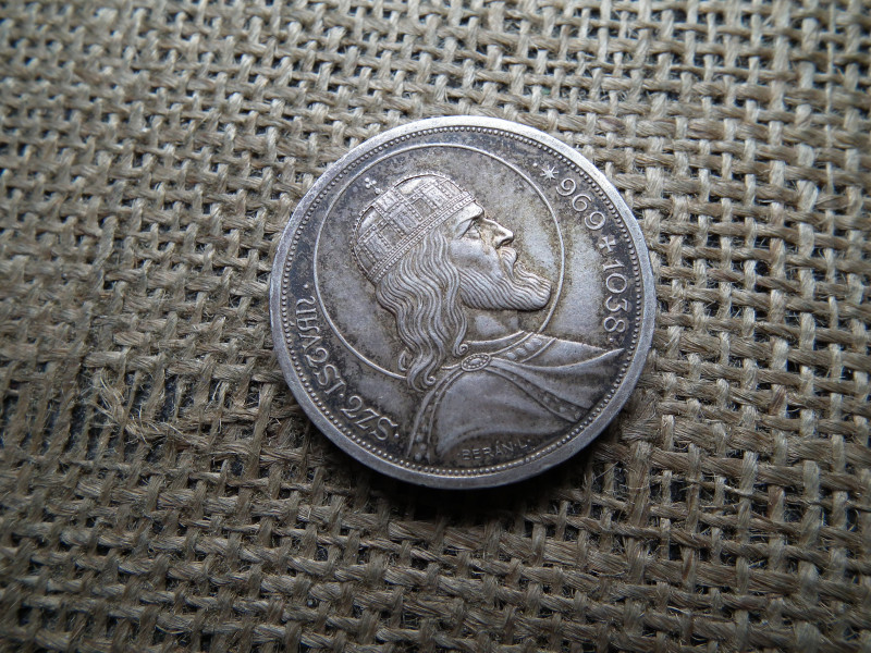 Szent István , ezüst 5 pengő 1938 , gyönyörű patinás