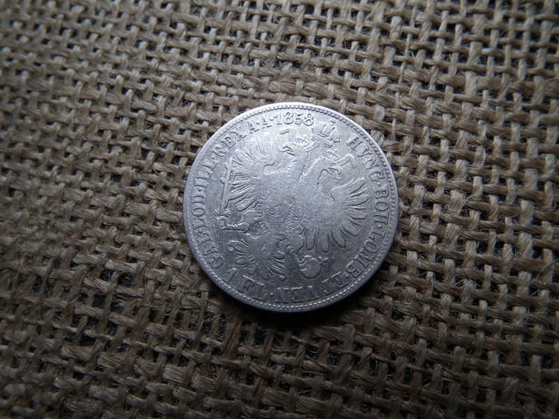 Ezüst 1 florin 1858 M , Milánó , ritkább