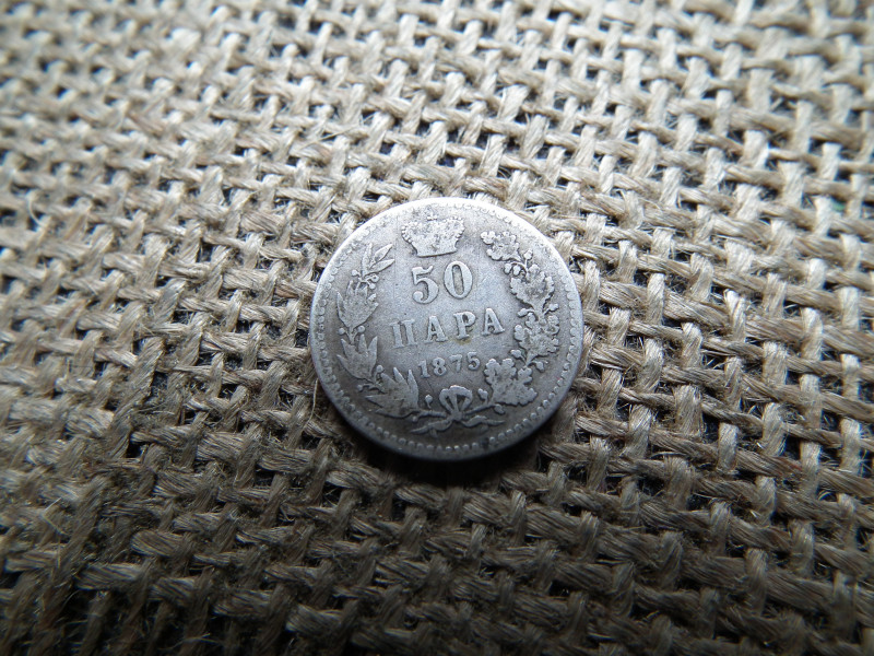 Szerbia , ezüst 50 Para 1875 - Milan Obrenović IV