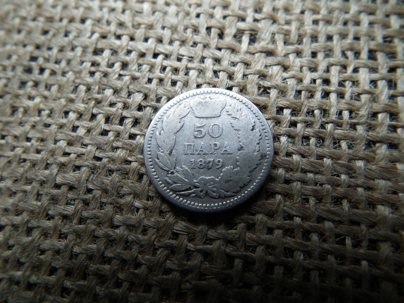Szerbia , ezüst 50 Para 1879 , Milan Obrenović IV