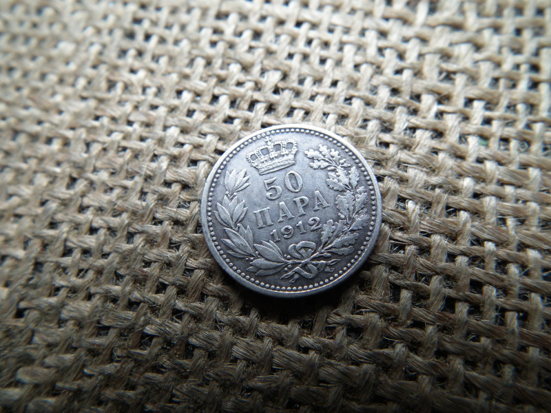 Szerbis , ezüst 50 Para 1912 - I. Péter
