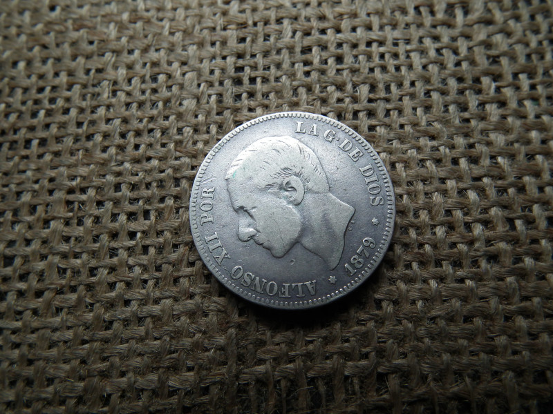 Spanyolország , ezüst 2 peseta 1879 , pesetas - Alfonz XII