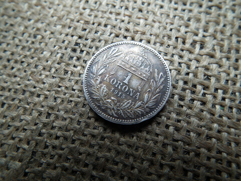 Ferenc József , ezüst 1 korona 1915 KB , patinás