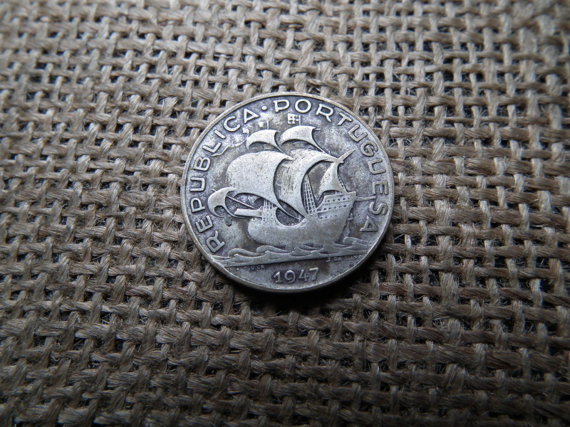 Portugáia , ezüst 5 escudos 1933 , escudo