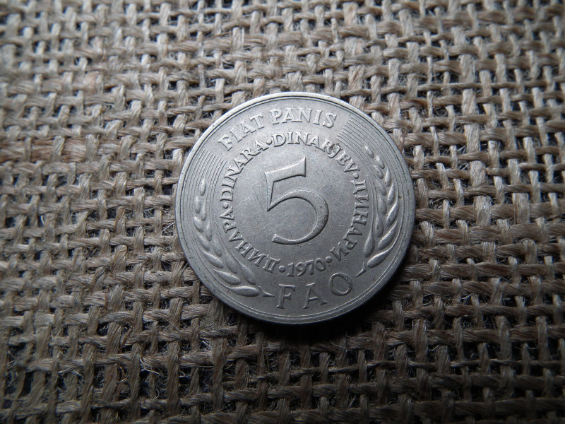 Jugoszlávia 5 dinár 1970 , FAO , dinara