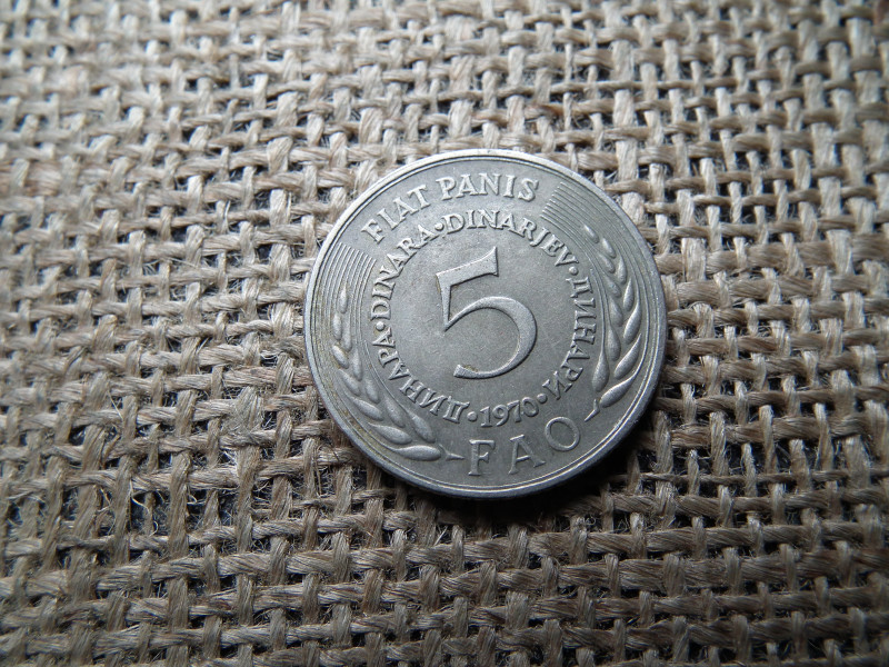 Jugoszlávia 5 dinár 1970 , FAO , dinara