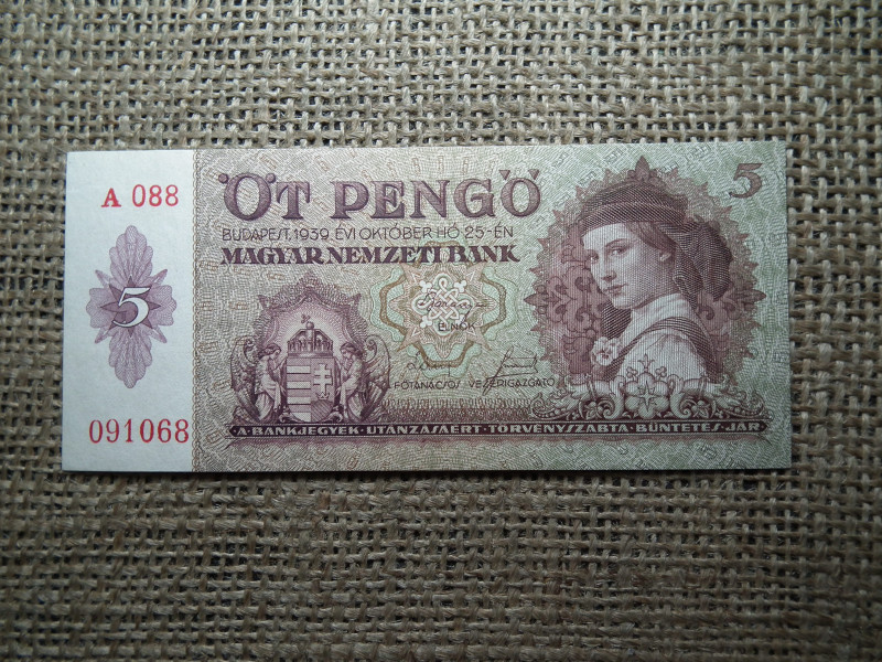 5 pengő 1939 , nagyon szép 