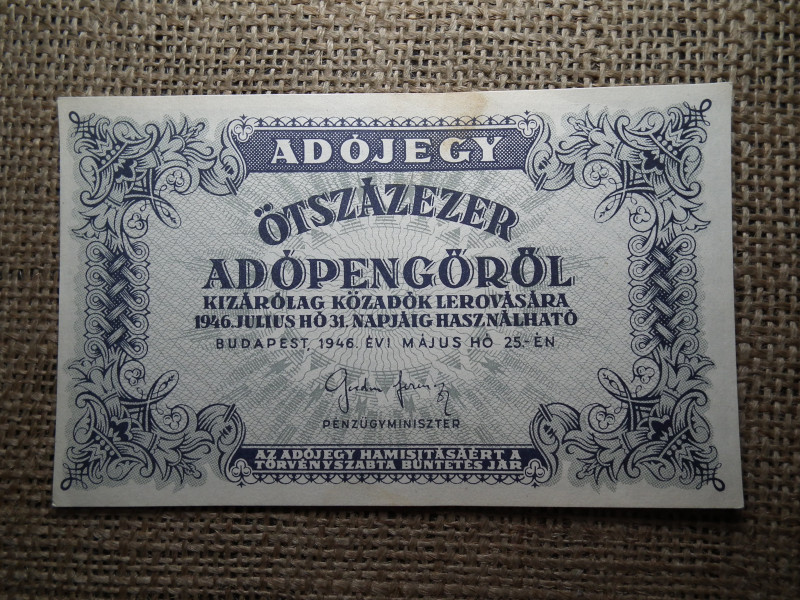 Ötszázezer Adópengő 1946 