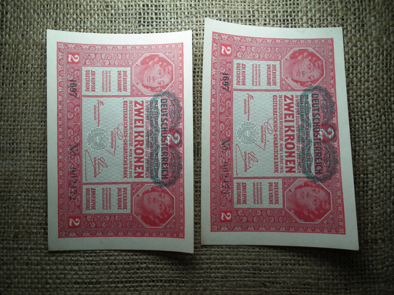 2 korona 1917  , 2 db sorszámkövető 