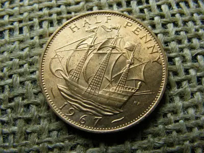 Angol 1/2 penny érme, 1967