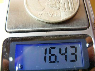Olasz 20 Lira, 1928, utánveret, 16,43 g