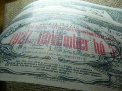Repülők Tárgysorsjátéka 10000 K dollár, 1926, 2 db hajtatlan