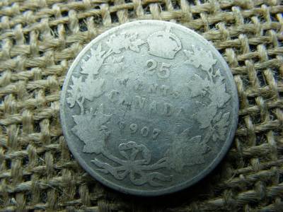 Kanada, 25 cent, 1907, ezüst