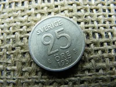 Svéd 25 öre, 1957, ezüst
