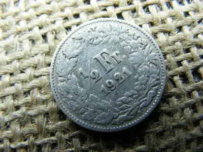 Svájc, 1/2 frank 1921, ezüst