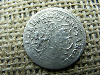 Lengyel ezüst 6 Groszy, 1663, ritka típus