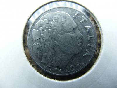 Olasz 20 centesimi érme, 1939 XVIII, mágnesezhető