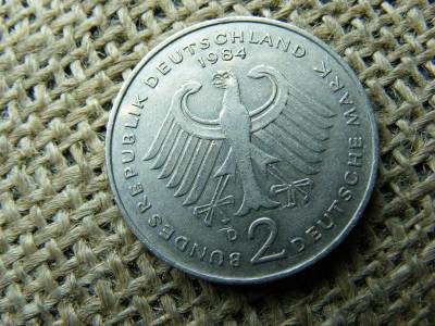 2 márka érme, 1984 D, ritkább