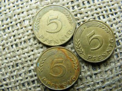 5 Pfennig érme, 1966, D, F, J