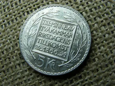 Svéd 5 korona, 1966, ezüst