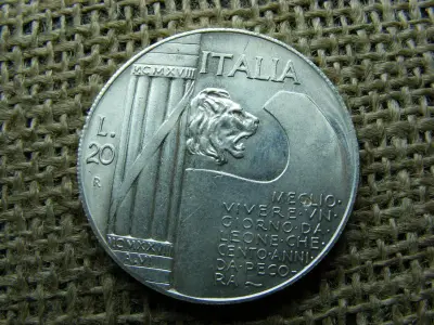 20 Lira, 1928, ezüstözött utánveret