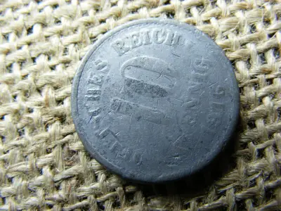 Birodalmi 10 pfennig, 1916, korabeli hamis, ólom