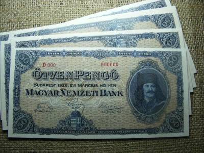 50 pengő, 1926, nagyon jó minőségű, nyomdai másolat
