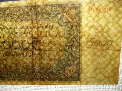 5000 kuna bankjegy, 1943, ritka, 2 betűs sorszám