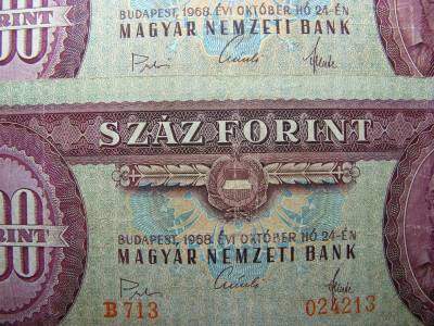 100 forintos bankjegy, 1968, kicsi és nagy aláírás
