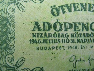 Ötvenezer adópengő, 1946, nyomdahibás