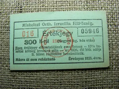 Miskolci Izraelita Hitközség Bárca, 1944