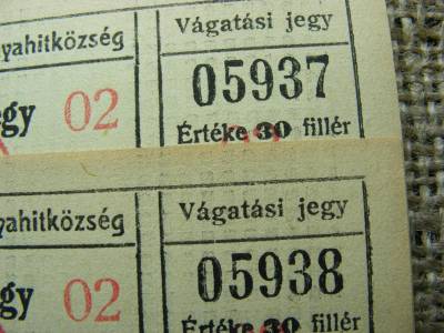 Miskolci Izr. Hitközség Bárca papírpénz, 2 db sorszámkövető