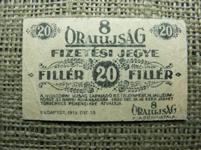 20 fillér, 1919, 8 órai újság