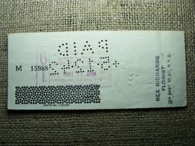 New York 1942, utalvány, csekk, nyugta