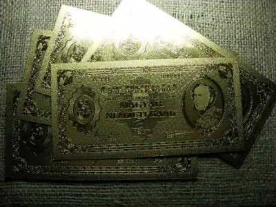 5 pengő, 1926, aranyozott plasztik bankjegy