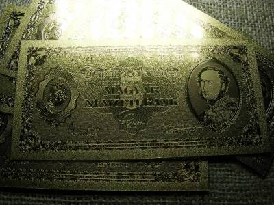 5 pengő, 1926, aranyozott plasztik bankjegy