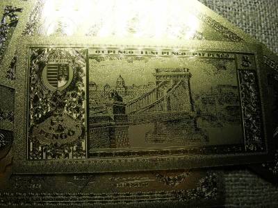 5 pengő, 1926, aranyozott plasztik bankjegy