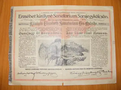 Erzsébet Királyné Sanatorium Sorsjegykölcsön, 1904, 5 korona