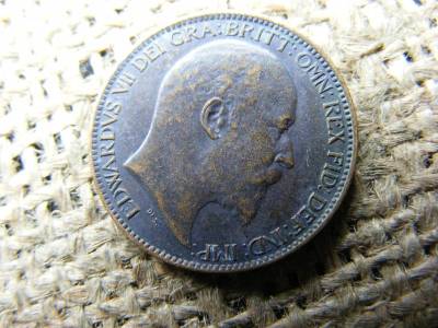 Angol Farthing érme, 1909