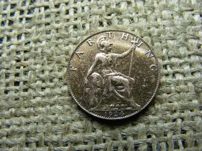 Angol Farthing, 1924, aranyozott