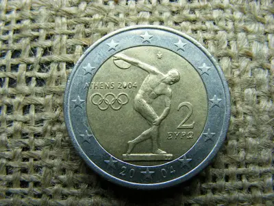 2 euró Olimpia Athén 2004, verdehibás, verőtő csorbulás