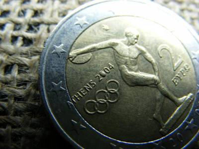 2 euró Olimpia Athén 2004, verdehibás, verőtő csorbulás