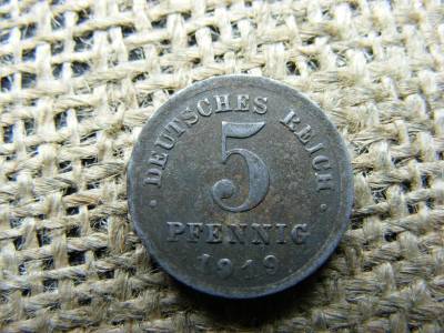 Birodalmi 5 pfennig, 1919, verdehibás, verőtőrepedés